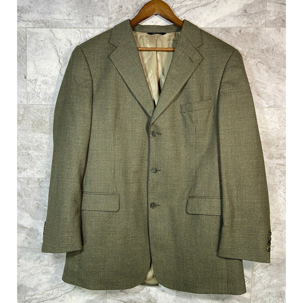 Brooks Brothers Men's Wool Brown Plaid Sport Coat Blazer Sz 43 Long Classic‎ Fit